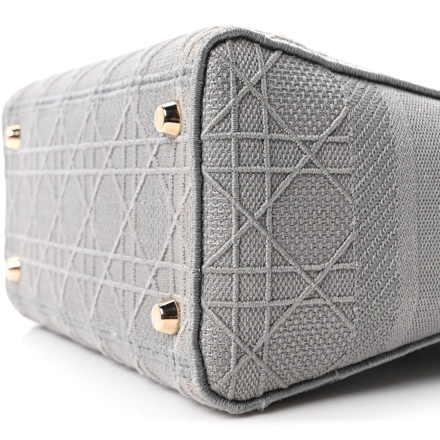 Christian Dior Canvas Embroidered Cannage Medium Lady D-Lite Gray