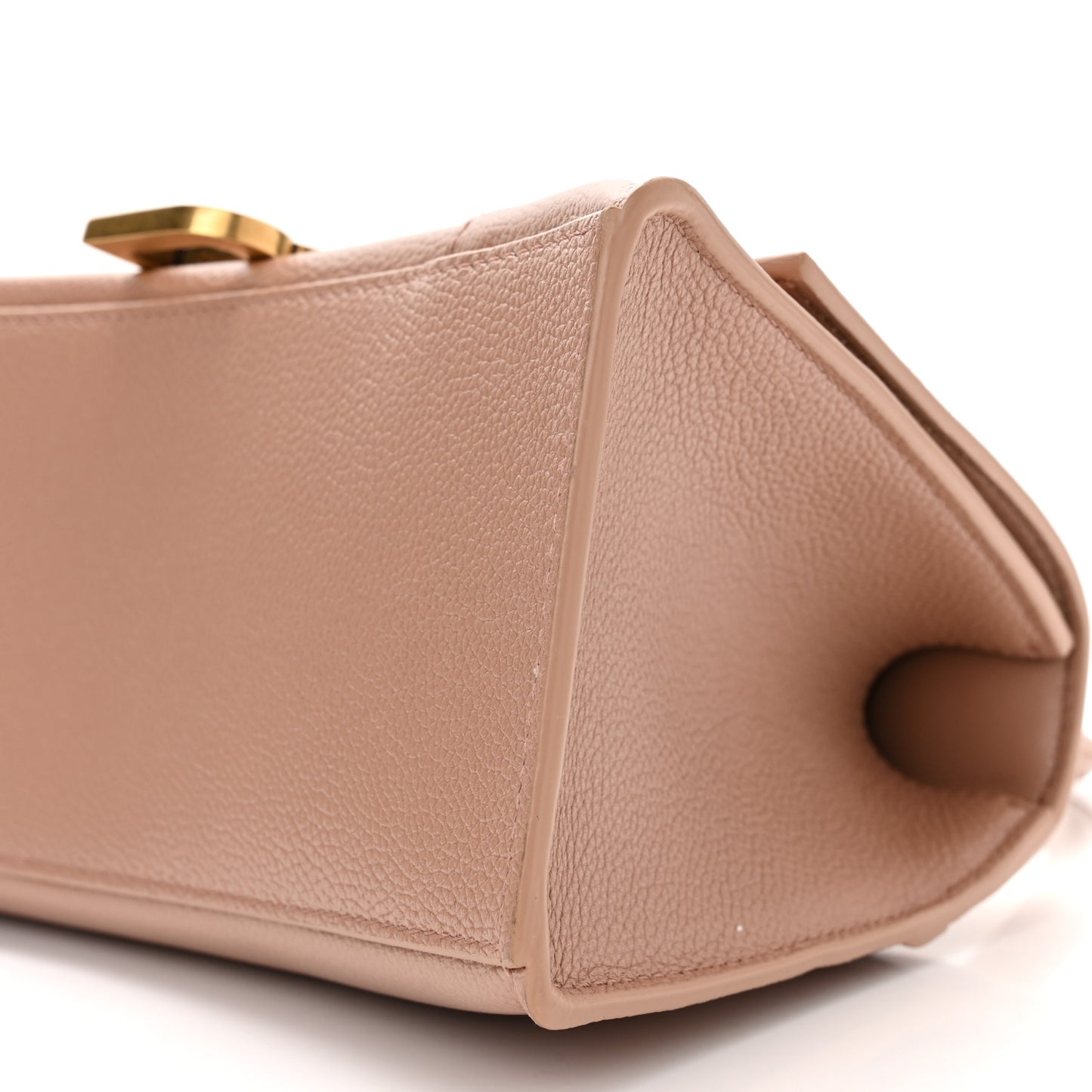 Grained Calfskin Small Hourglass Top Handle Bag Nude Beige