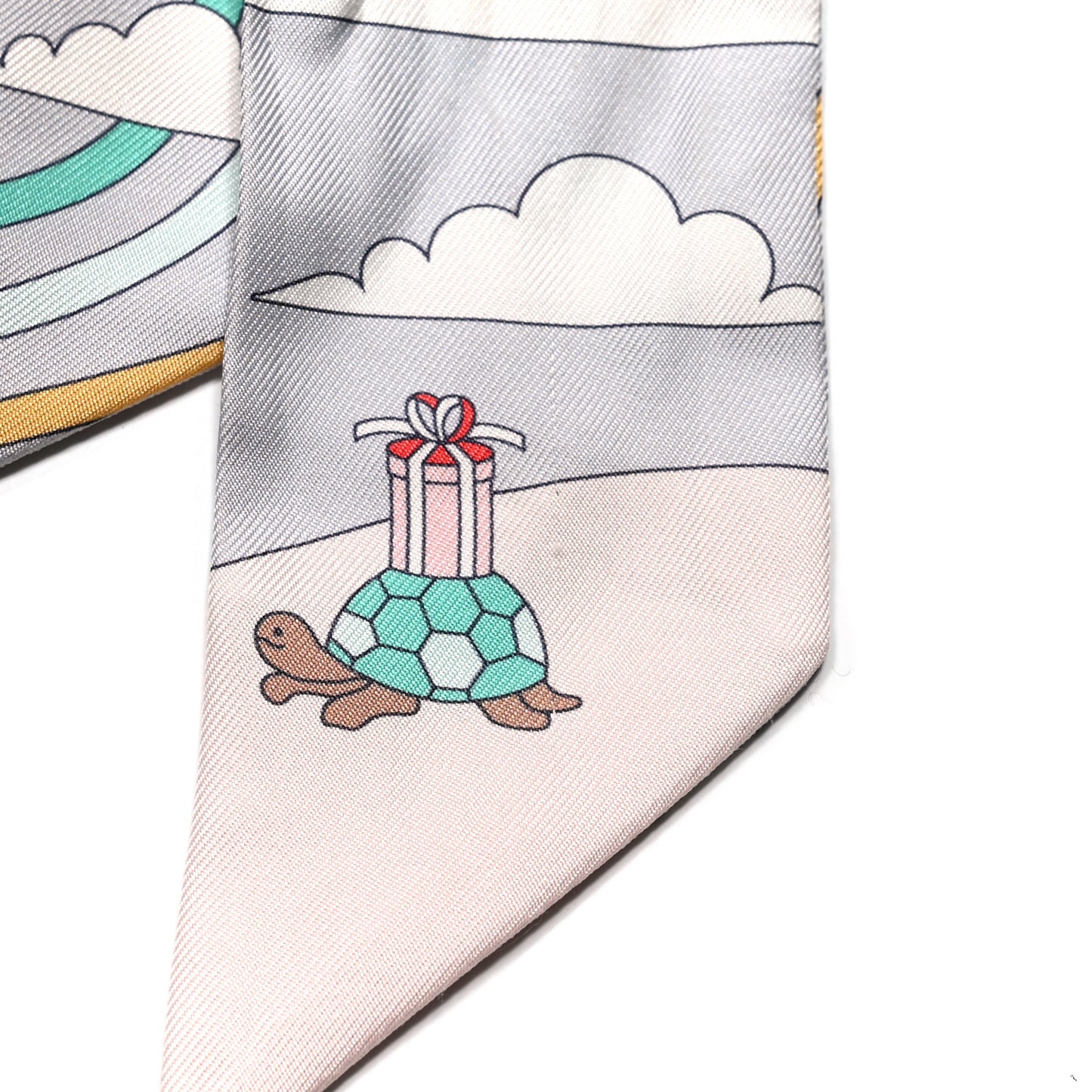 Silk Carres Volants Twilly Grenadine Gris Perle Rose Pale