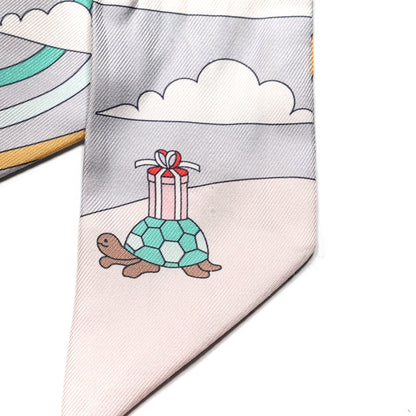 Hermes Silk Carres Volants Twilly Grenadine Gris Perle Rose Pale 6 of 6