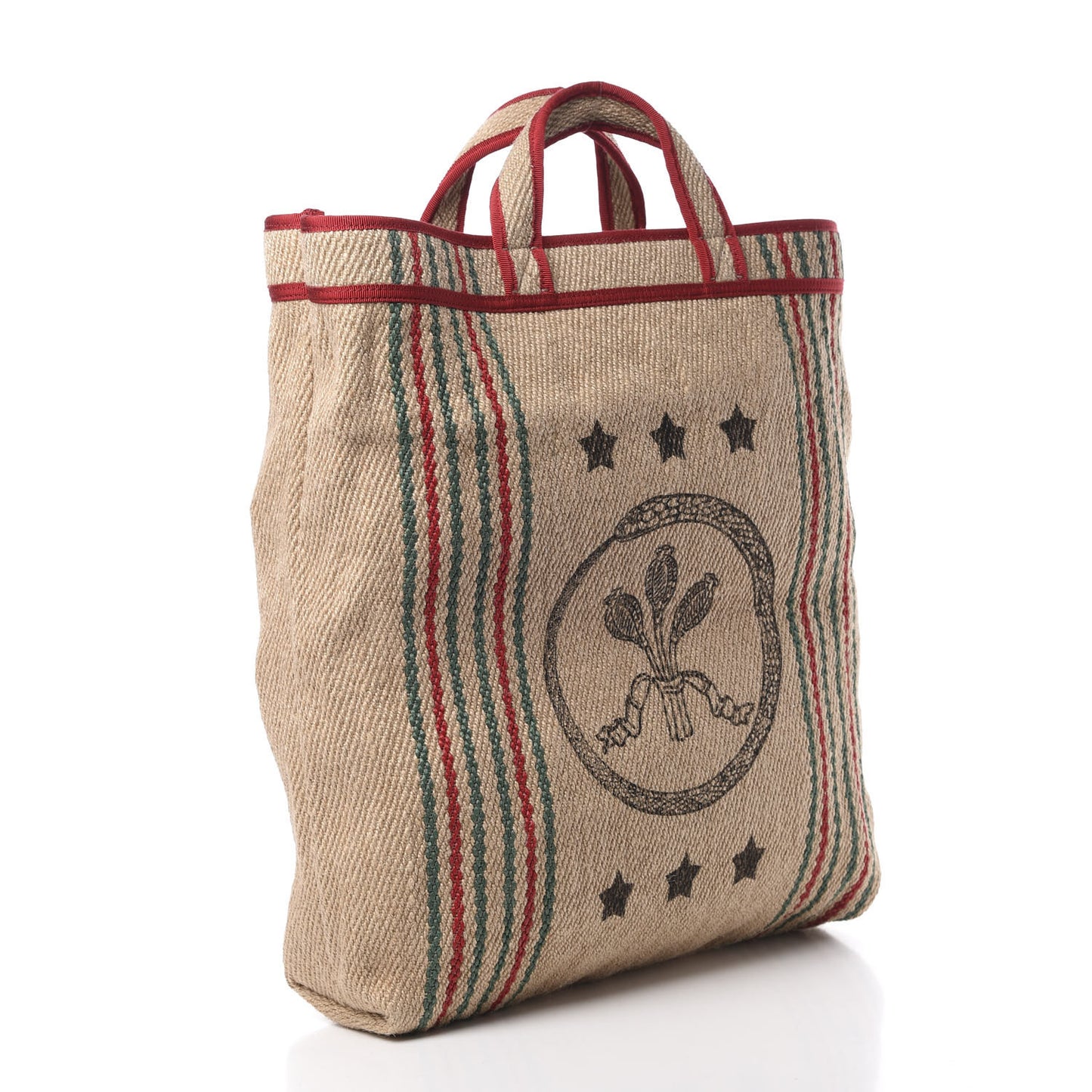 Straw Juta Printed Arles Tote Beige