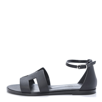 Hermes Epsom Santorini Sandals 36.5 Black 1 of 8