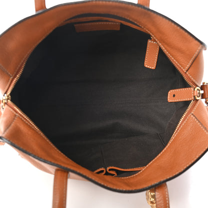 Alexander McQueen Pebbled Calfskin Small Skull Padlock Zip Around Tote Camel 5 of 10
