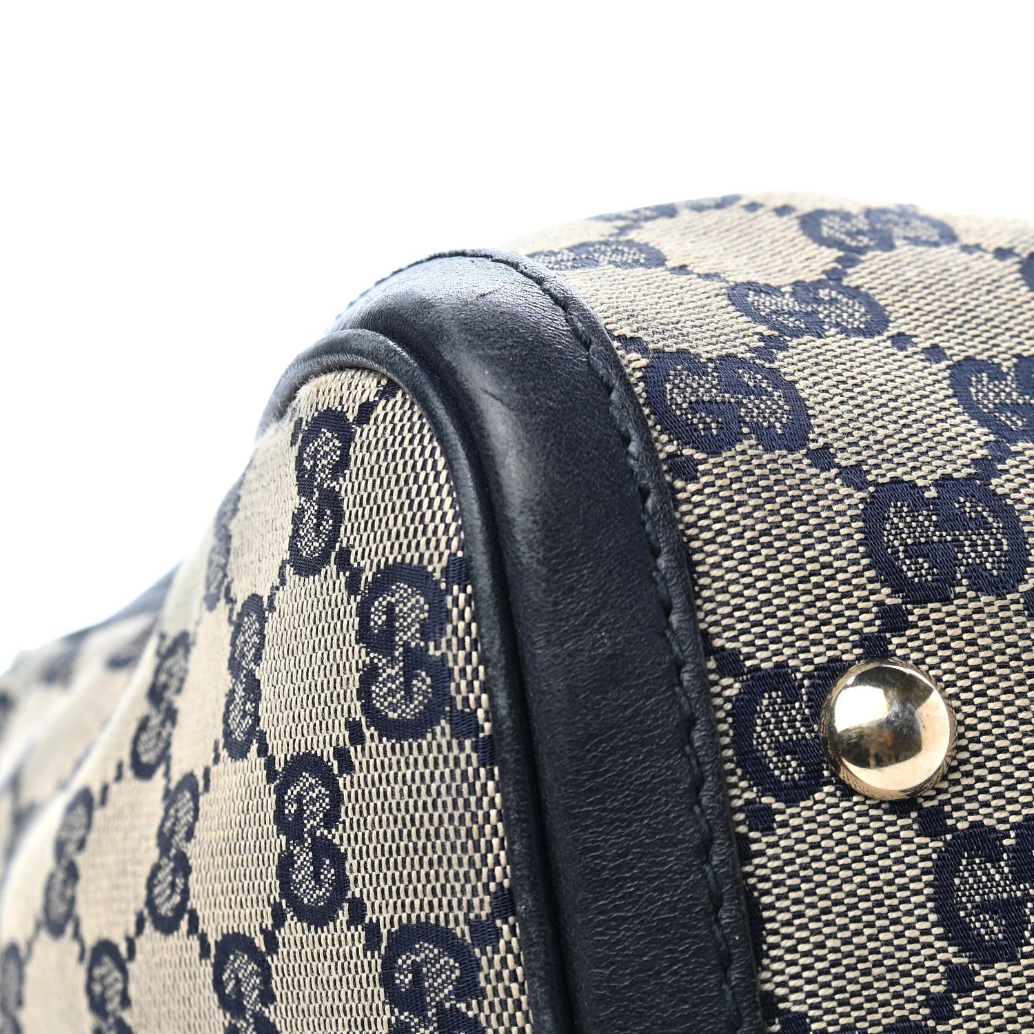 Gucci Monogram Selleria Calfskin Vintage Web Medium Boston Beige Blue 10 of 11