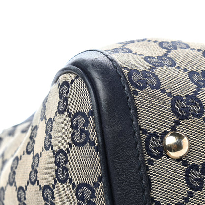 Gucci Monogram Selleria Calfskin Vintage Web Medium Boston Beige Blue 10 of 11