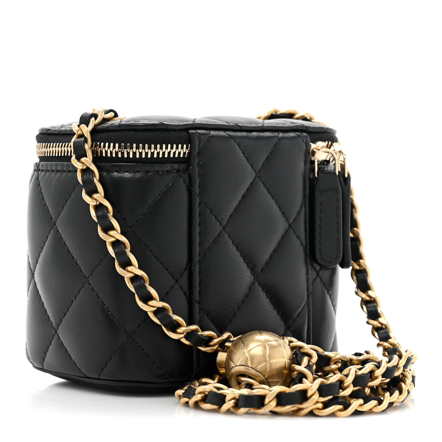 Chanel Lambskin Quilted Mini Pearl Crush Vanity Case With Chain Black 3 of 9