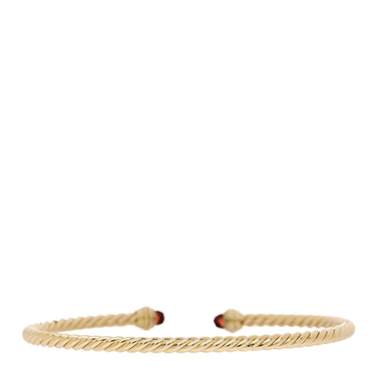 David Yurman 18K Yellow Gold Diamond Rhodolite Garnet 3mm Cablespira Bracelet 2 of 3