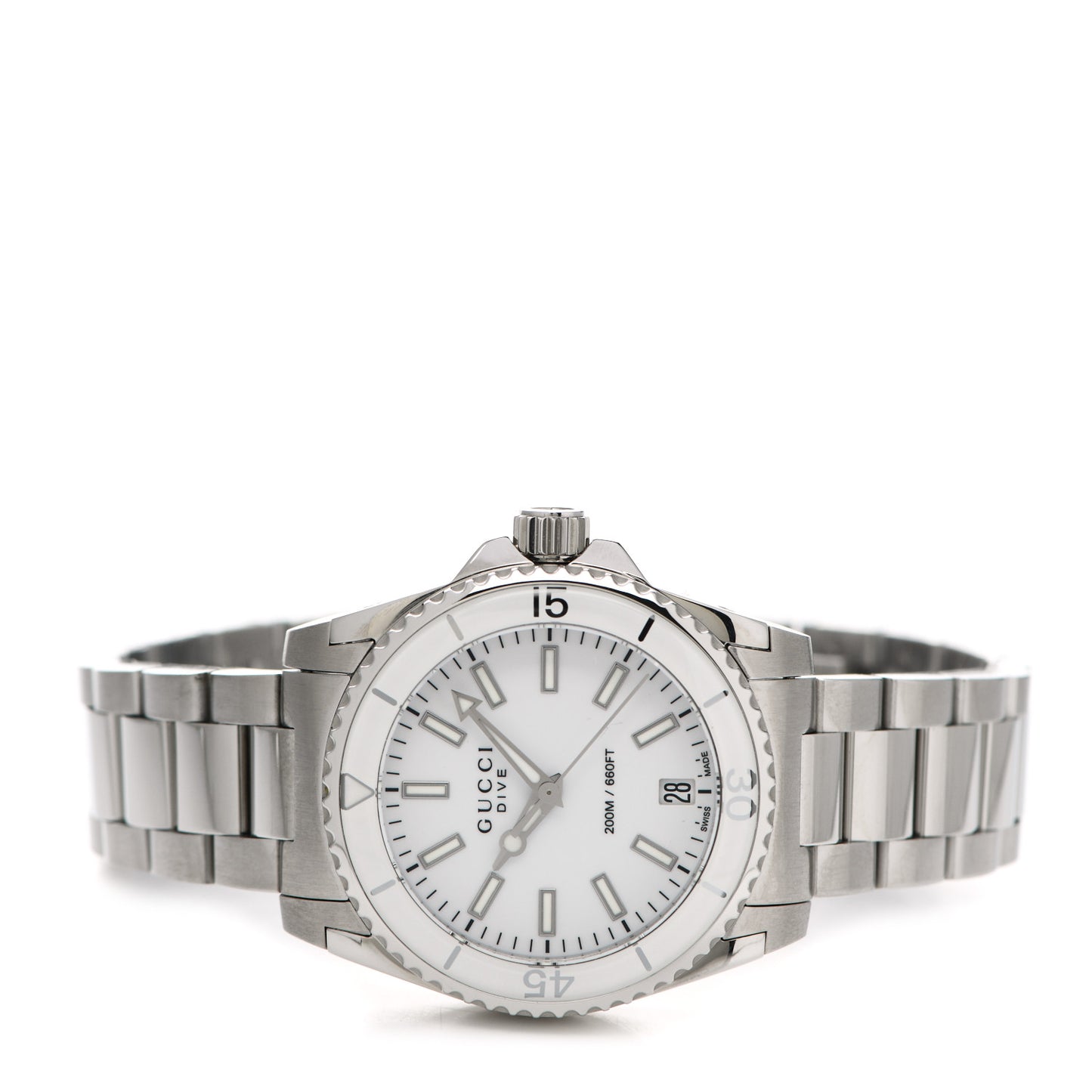 Stainless Steel 32mm Dive Quartz Watch White