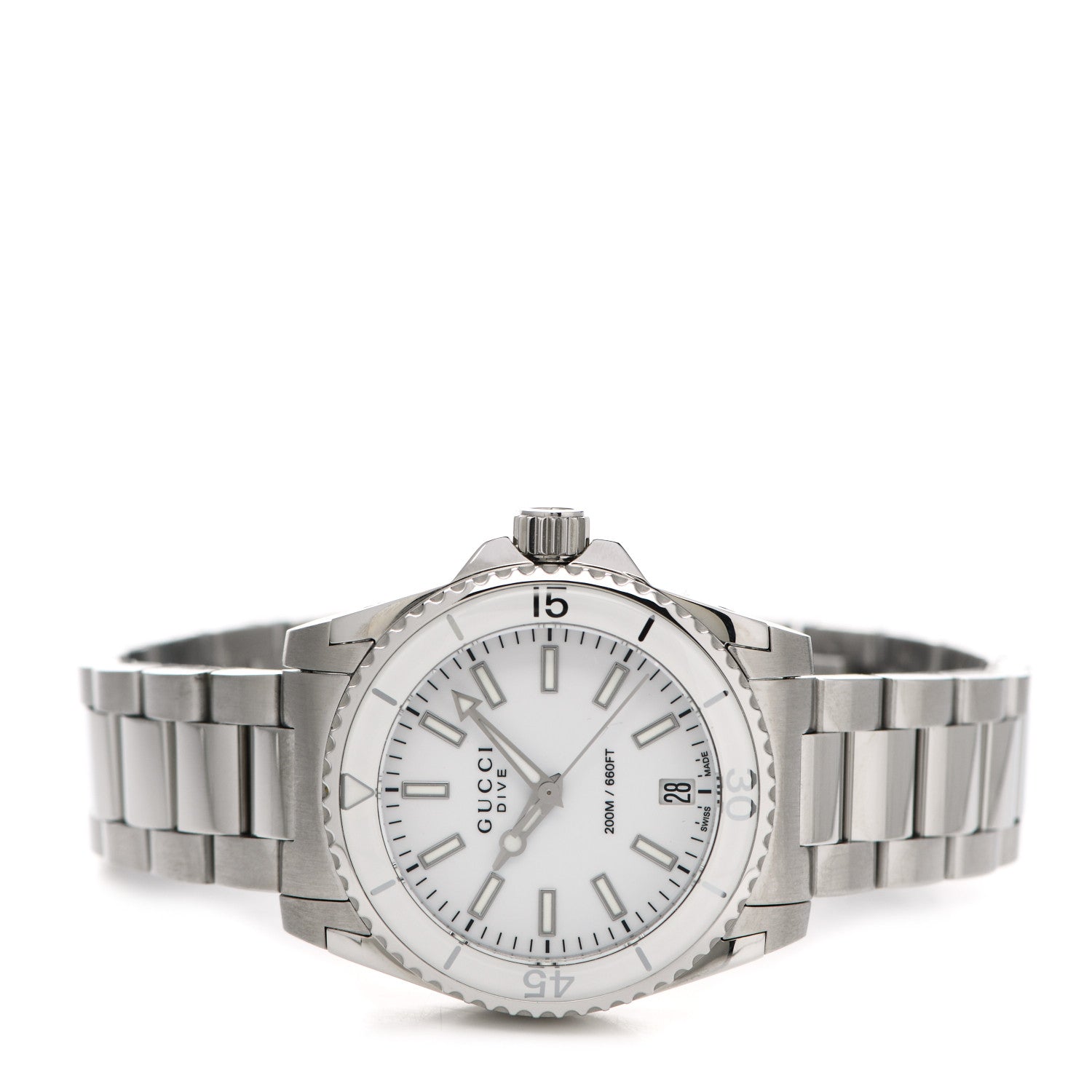 Gucci Stainless Steel 32mm Dive Quartz Watch White 2 of 5