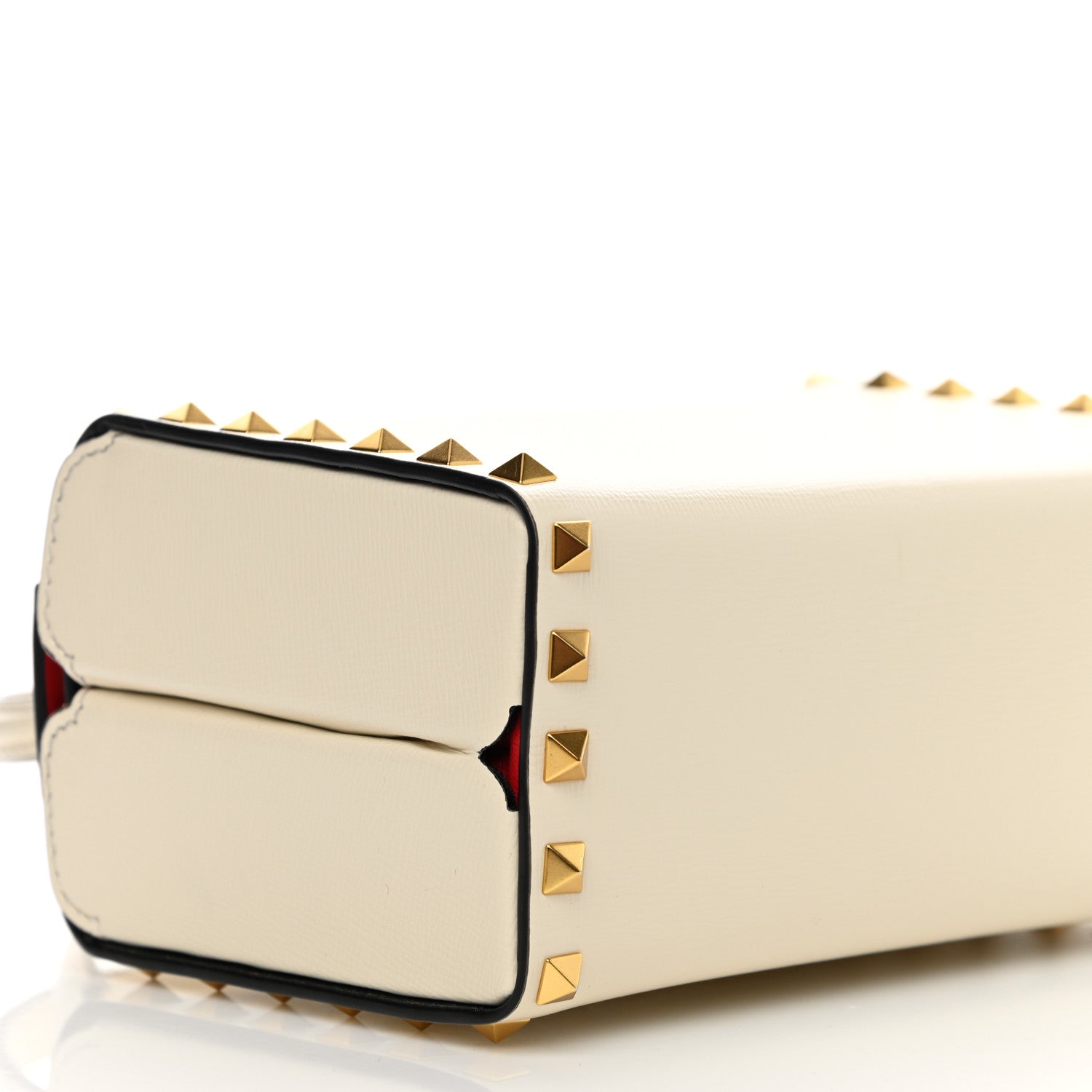 Valentino Garavani Grainy Calfskin Rockstud Alcove Box Top-Handle Bag Light Ivory 8 of 11