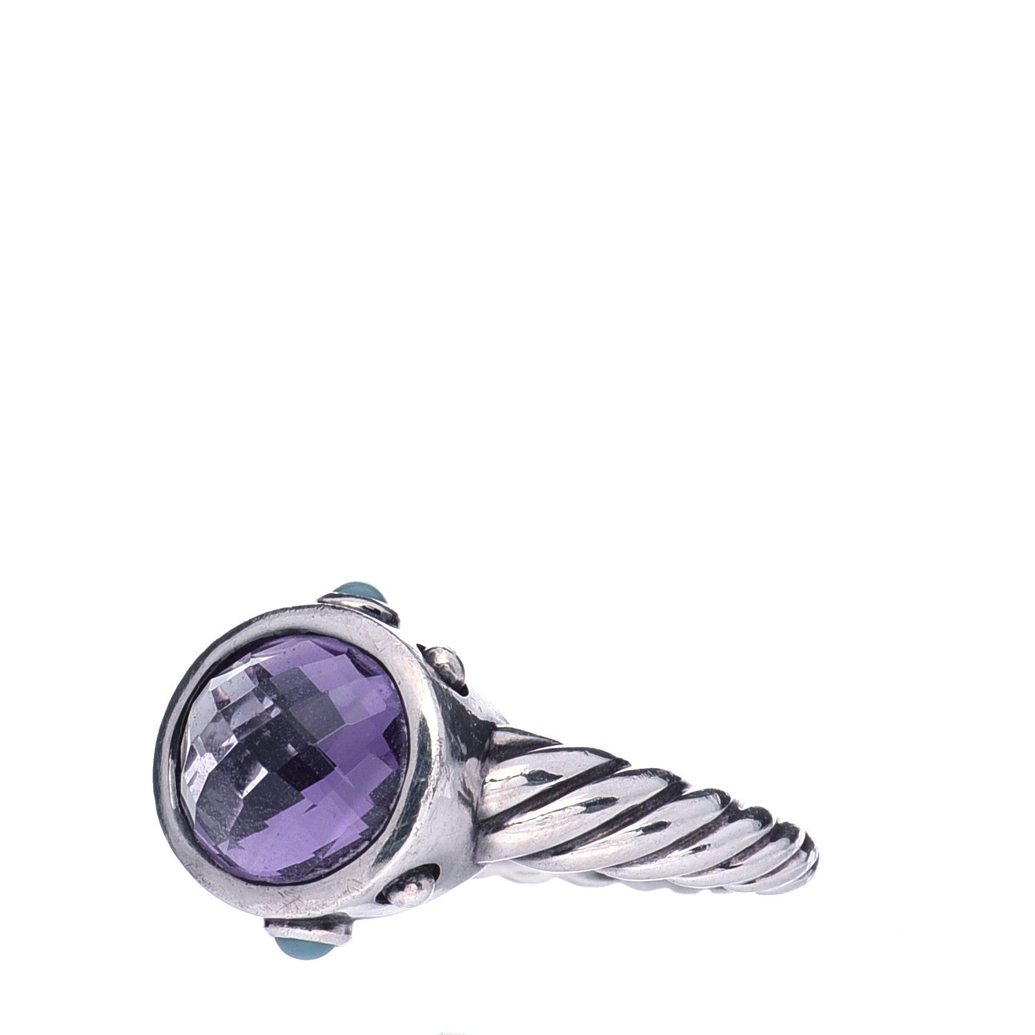 David Yurman Sterling Silver Amethyst Turquoise 11mm Renaissance Ring 57 8 4 of 6