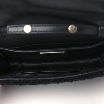 Miu Miu Velvet Matelasse Pearl Embellished Chain Clutch Black 4 of 8