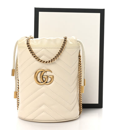 Gucci Calfskin Matelasse Mini GG Marmont 2.0 Bucket Bag White 11 of 11