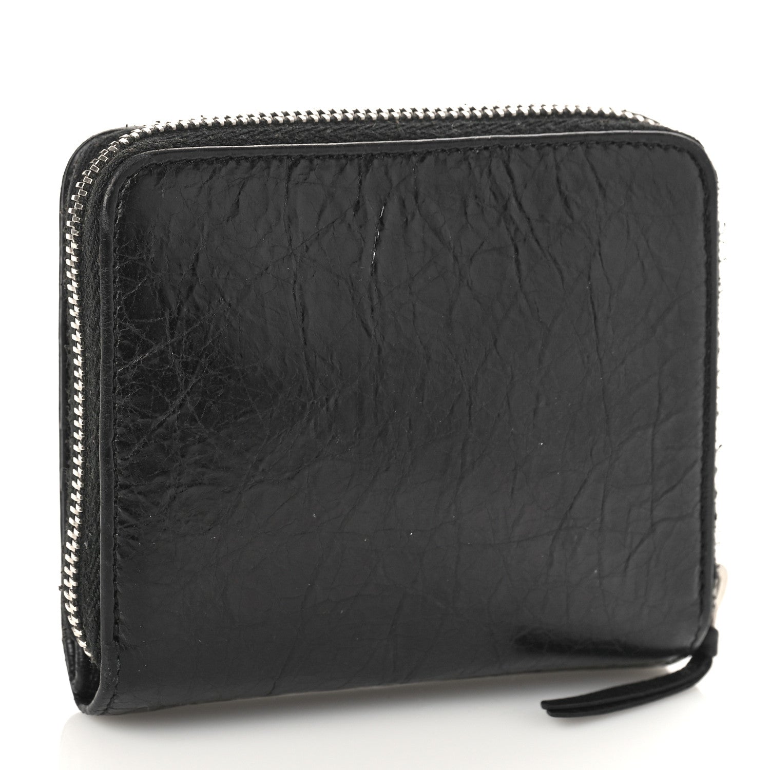 Balenciaga Agneau Classic Silver Hardware Compact Wallet Black 3 of 9
