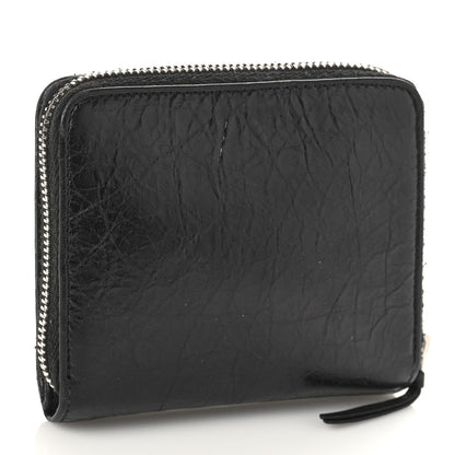 Balenciaga Agneau Classic Silver Hardware Compact Wallet Black 3 of 9