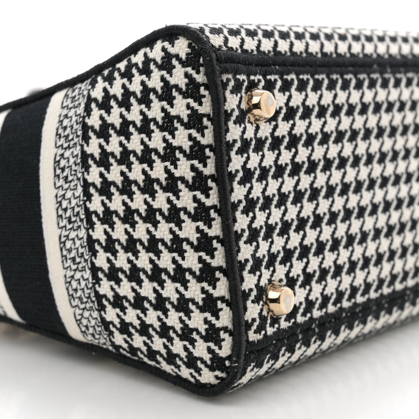 Canvas Houndstooth Embroidered Medium Lady D-Lite Black White