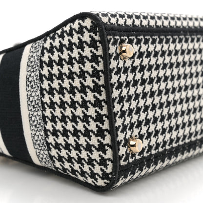 Christian Dior Canvas Houndstooth Embroidered Medium Lady D-Lite Black White 9 of 10