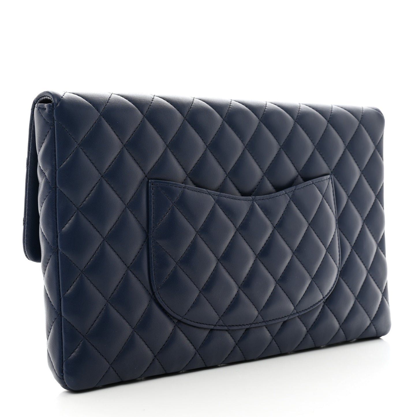 Lambskin Quilted Clutch Flap Blue