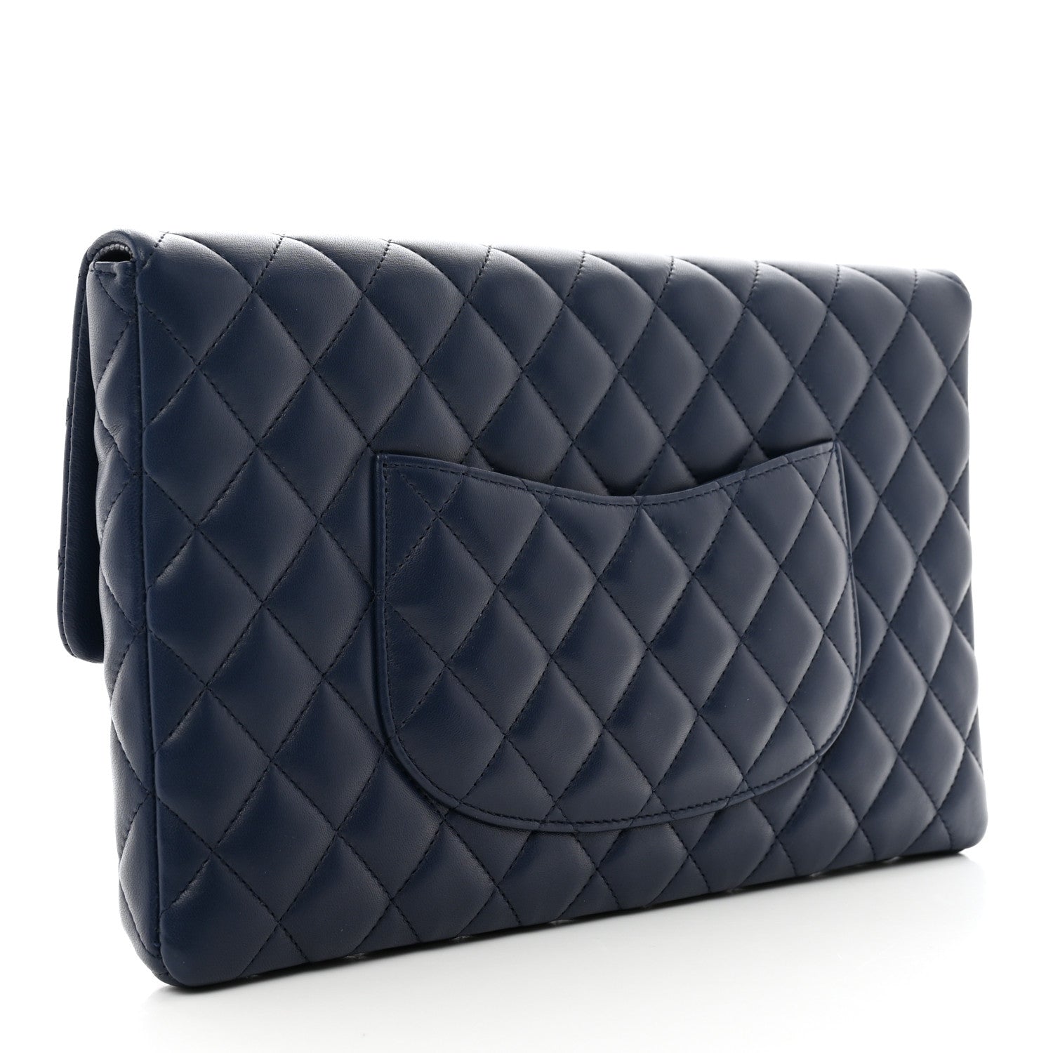 Chanel Lambskin Quilted Clutch Flap Blue 3 of 7
