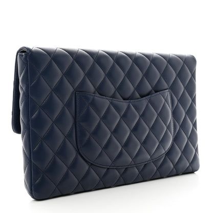 Chanel Lambskin Quilted Clutch Flap Blue 3 of 7
