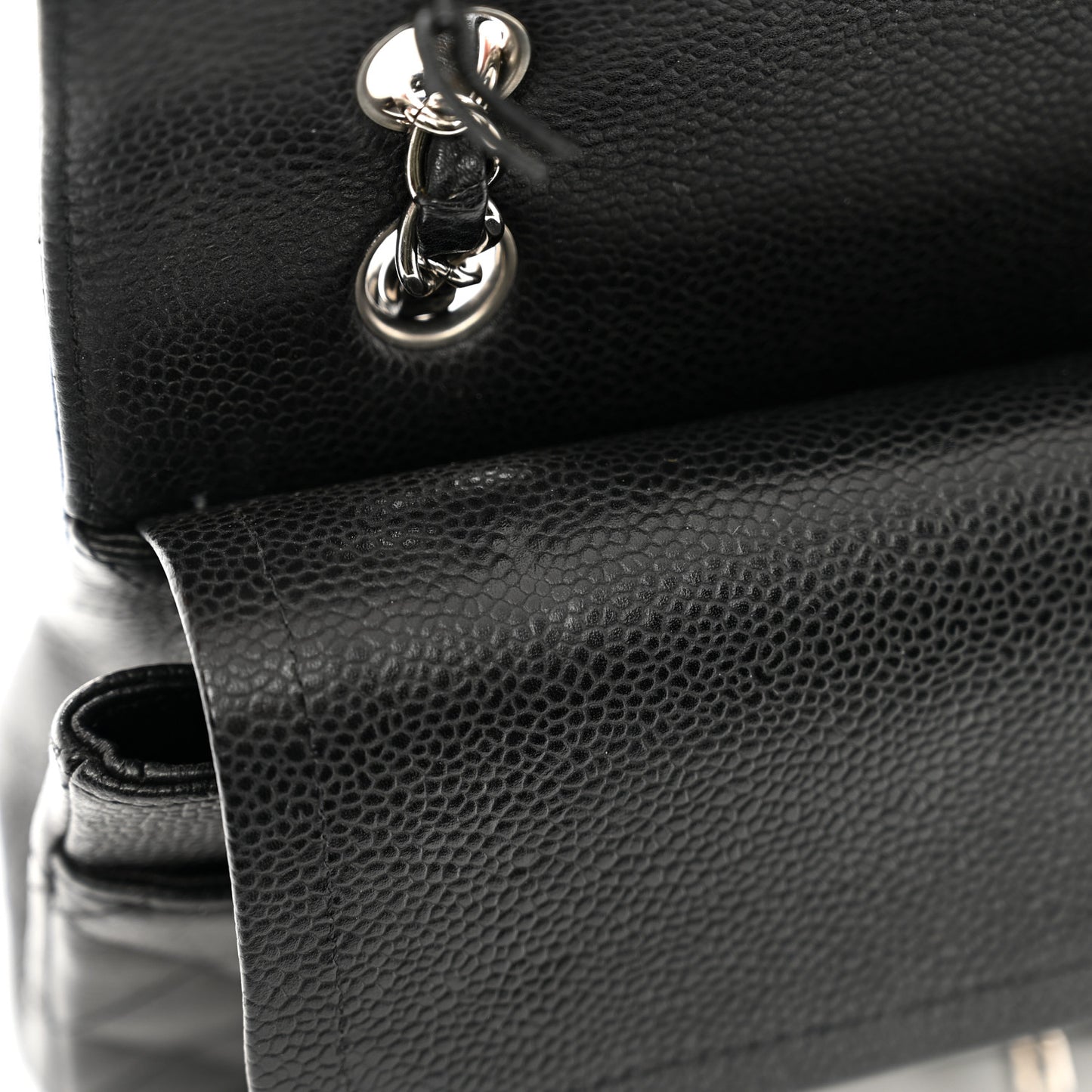 Caviar Quilted Medium Double Flap Black