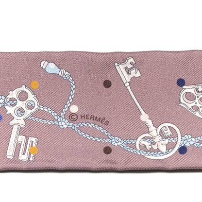 Hermes Silk Les Cles A Pois Twilly Marron Glace Gris 3 of 4