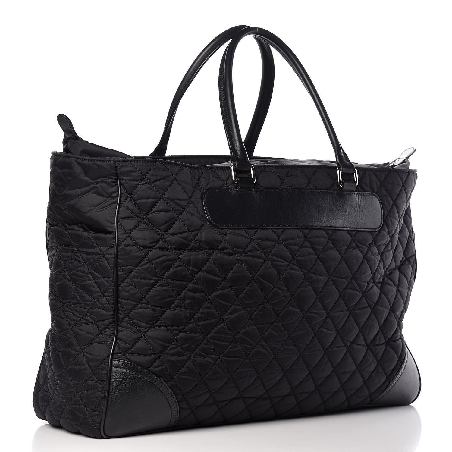 Chanel Nylon Quilted Calfskin Large CC Tote Bag Black 3 of 14