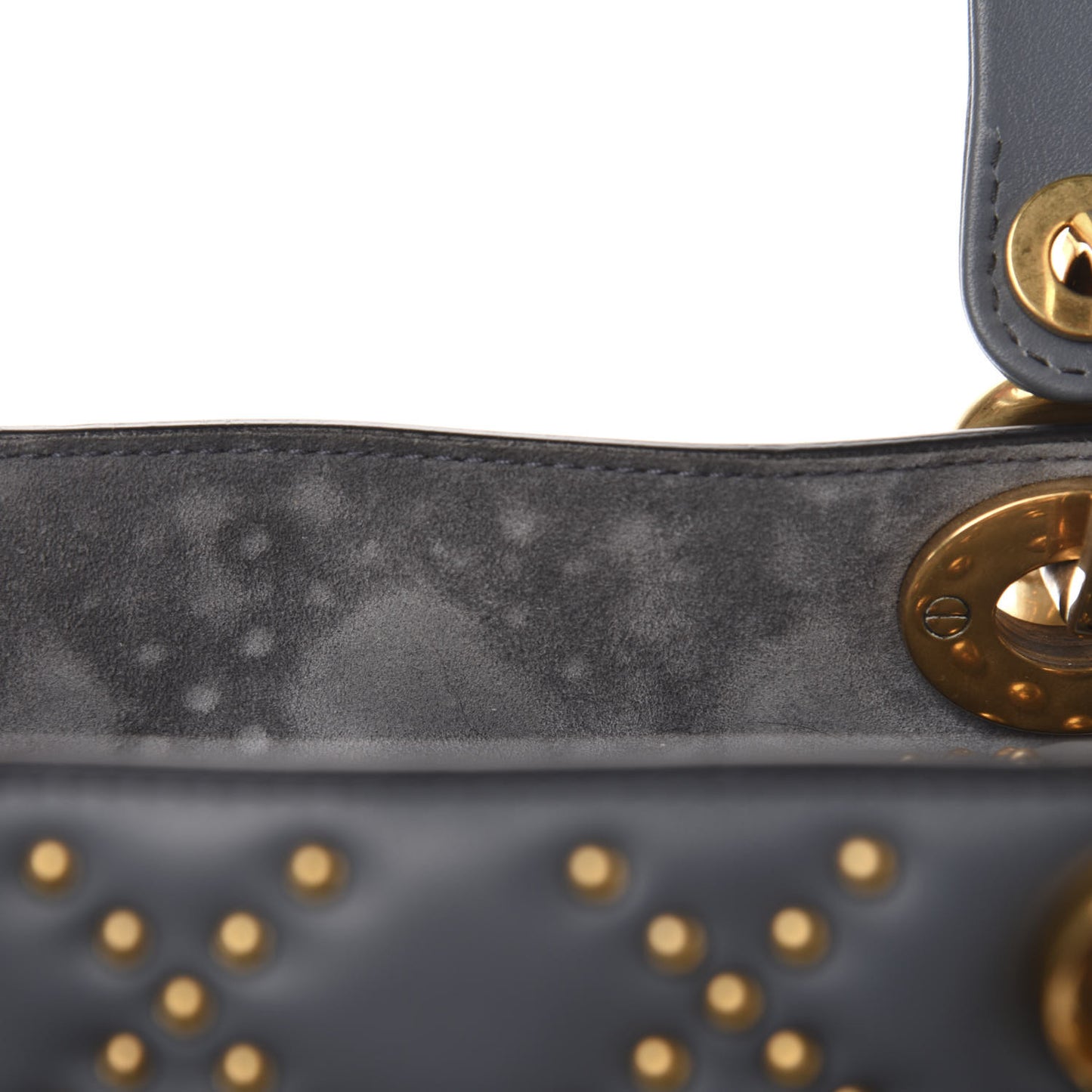 Calfskin Cannage Studded Medium Supple Lady Dior Grey