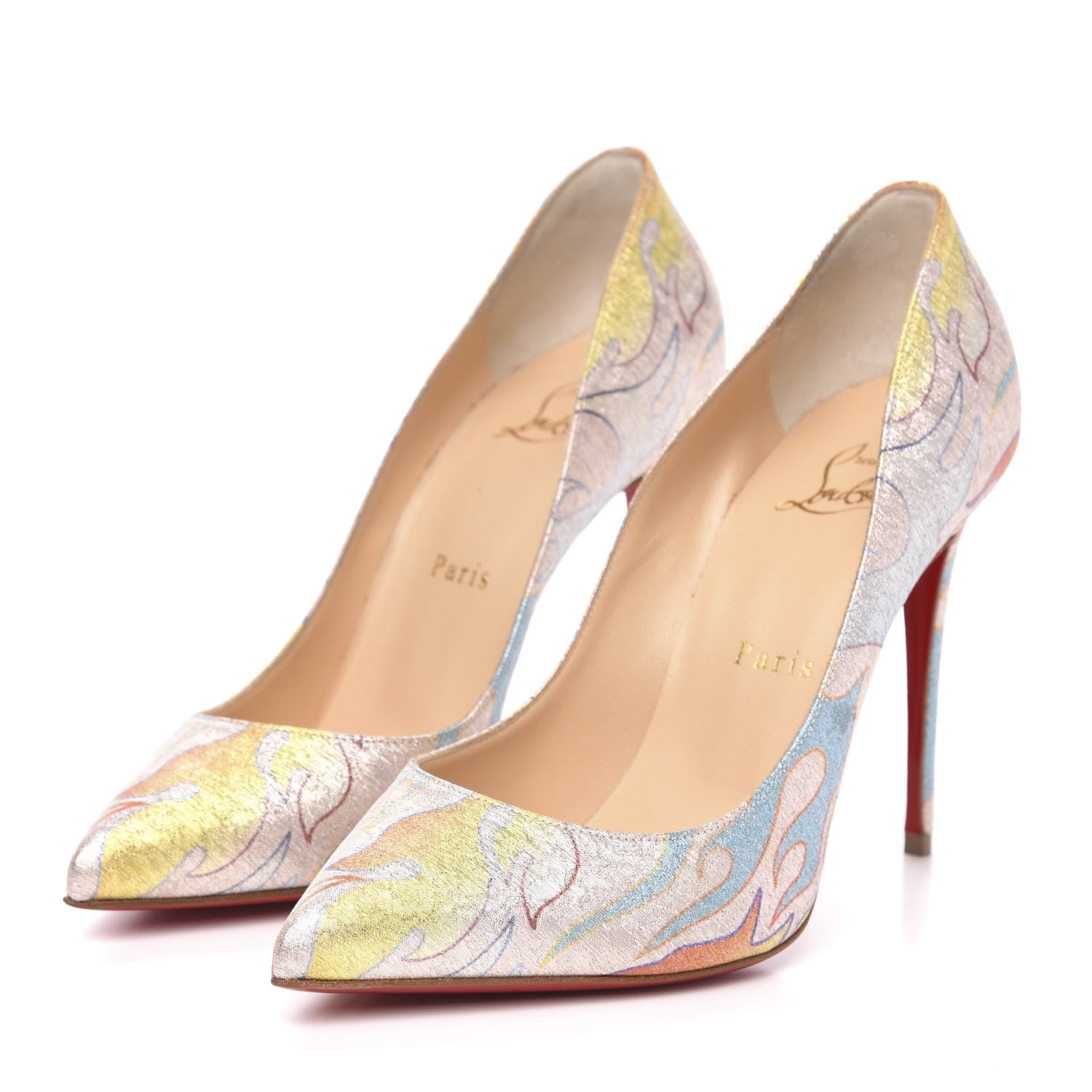 Christian Louboutin Metallic Lurex Flame Printed Pigalle Follies 100 Pumps 36.5 Multicolor 3 of 8