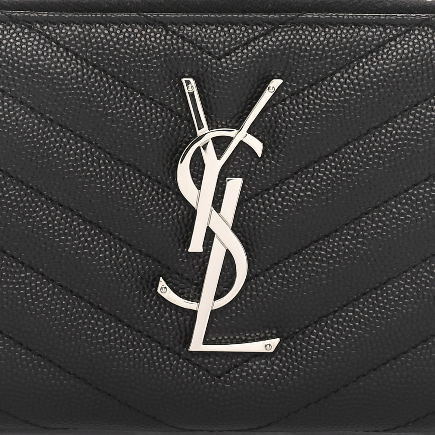 Grain De Poudre Matelasse Chevron Monogram Zip Around Wallet Black