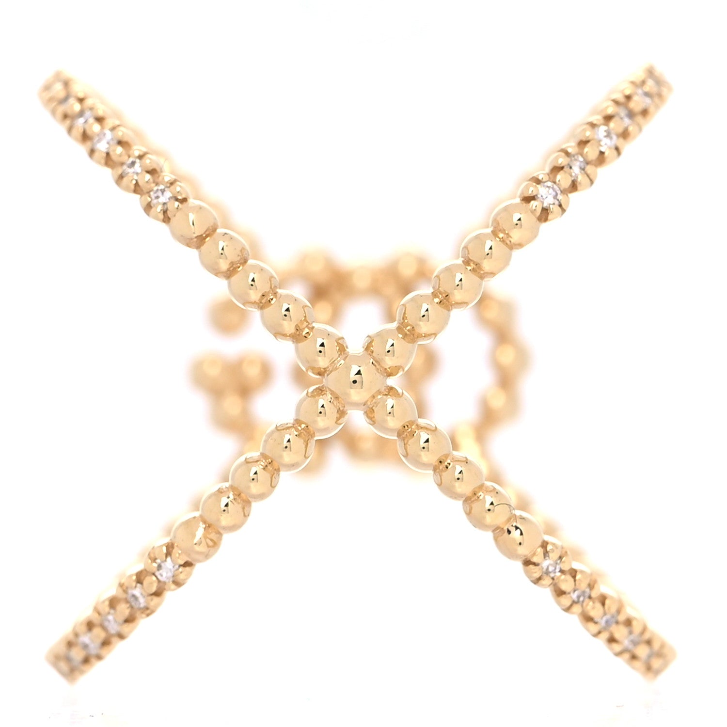 Gucci 18K Yellow Gold Diamond GG Running X Ring 51 5.75 4 of 6