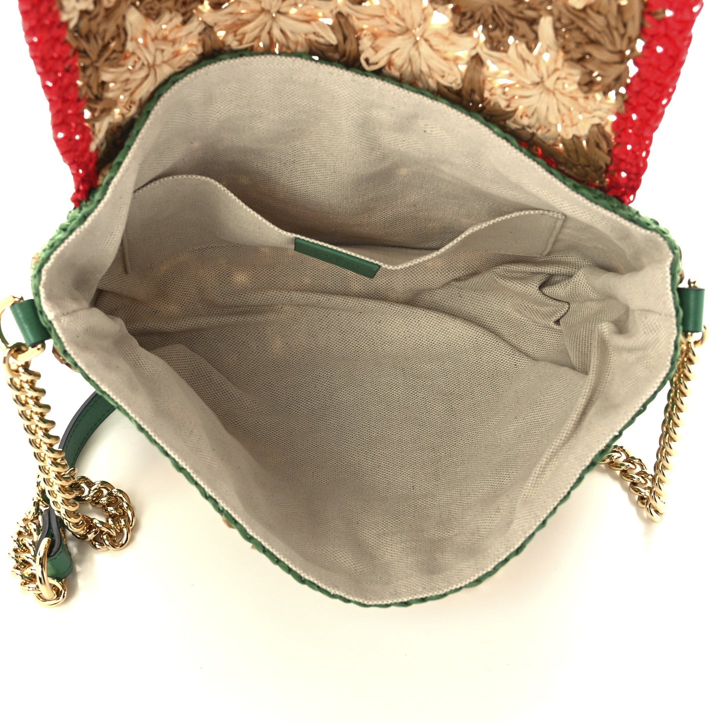 Raffia Azalea Calfskin Crochet Flower Small GG Marmont Shoulder Bag Natural Ecru Green Red New Shamarock