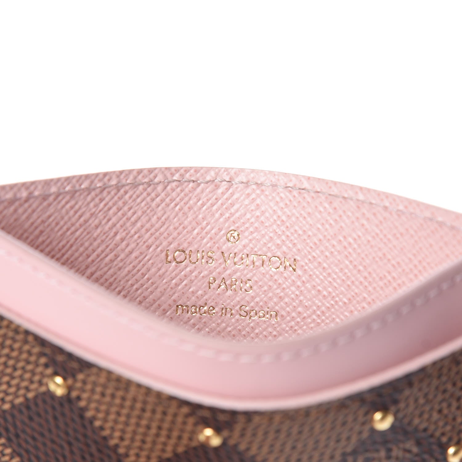 Louis Vuitton Damier Ebene Studded Card Holder Rose Ballerine 6 of 7
