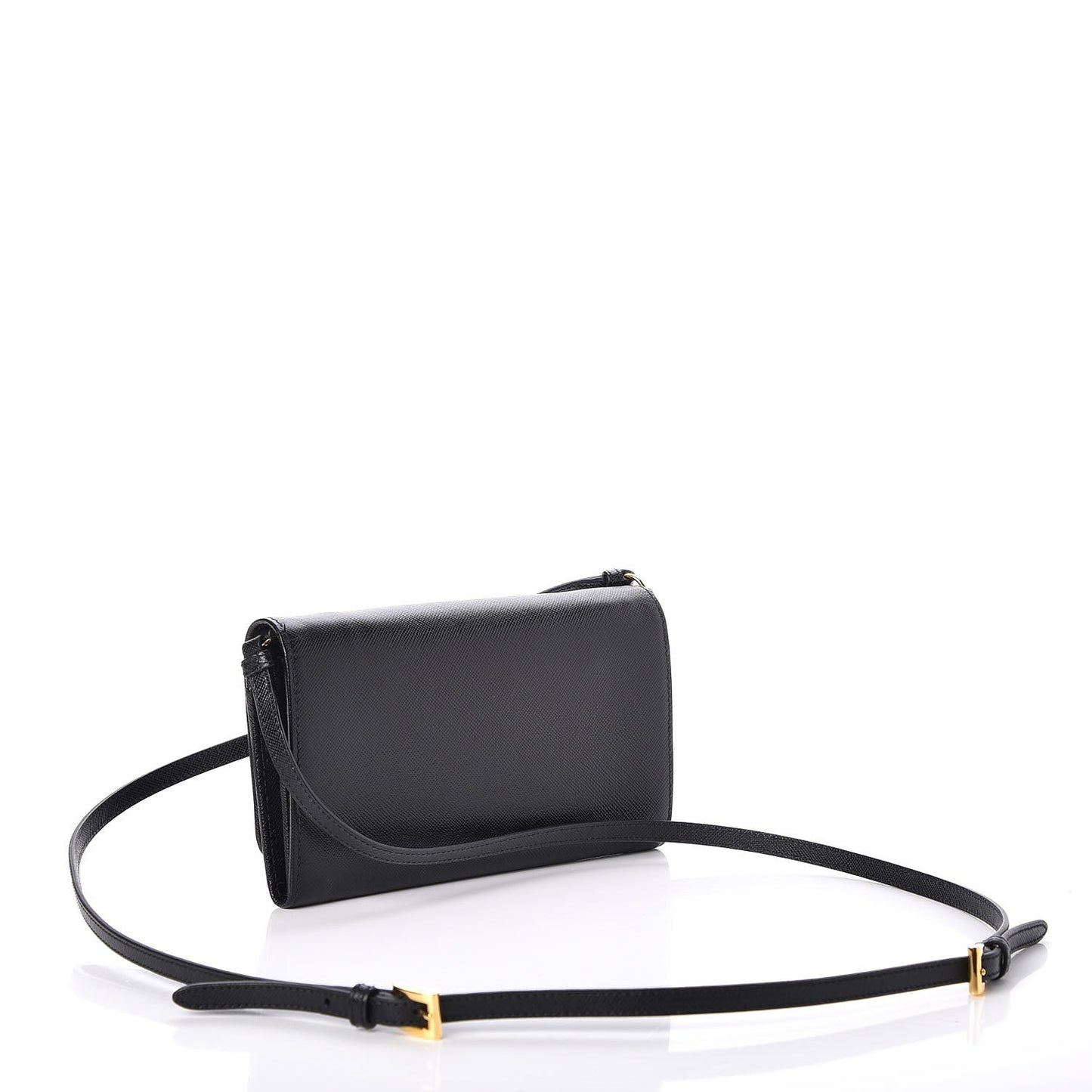 Saffiano Metal Mini Crossbody Wallet Nero Black