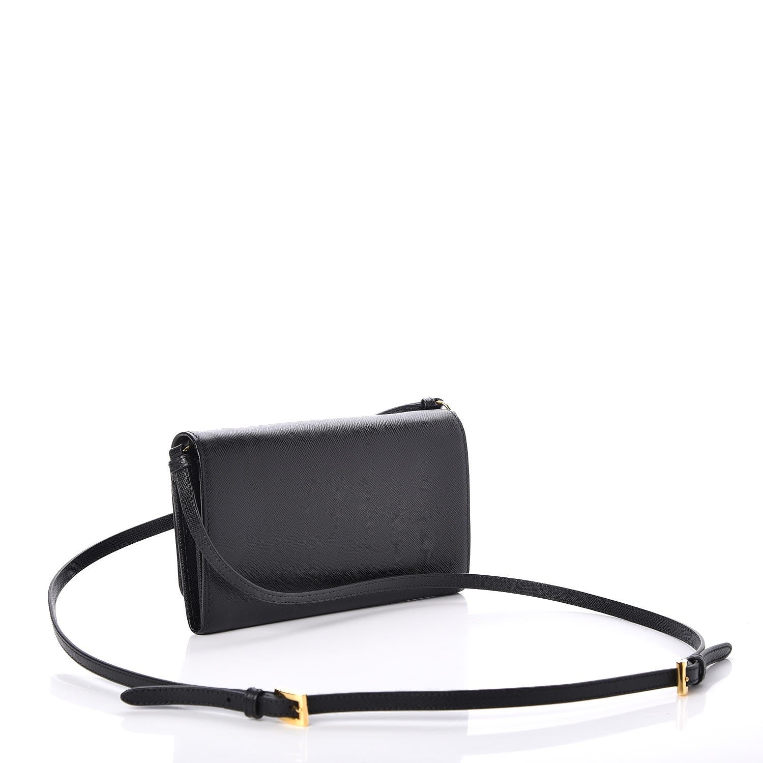 Prada Saffiano Metal Mini Crossbody Wallet Nero Black 3 of 7