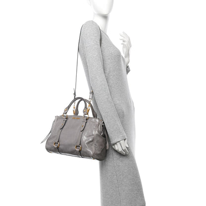 Miu Miu Vitello Shine Double Zip Tote Fumo 2 of 12