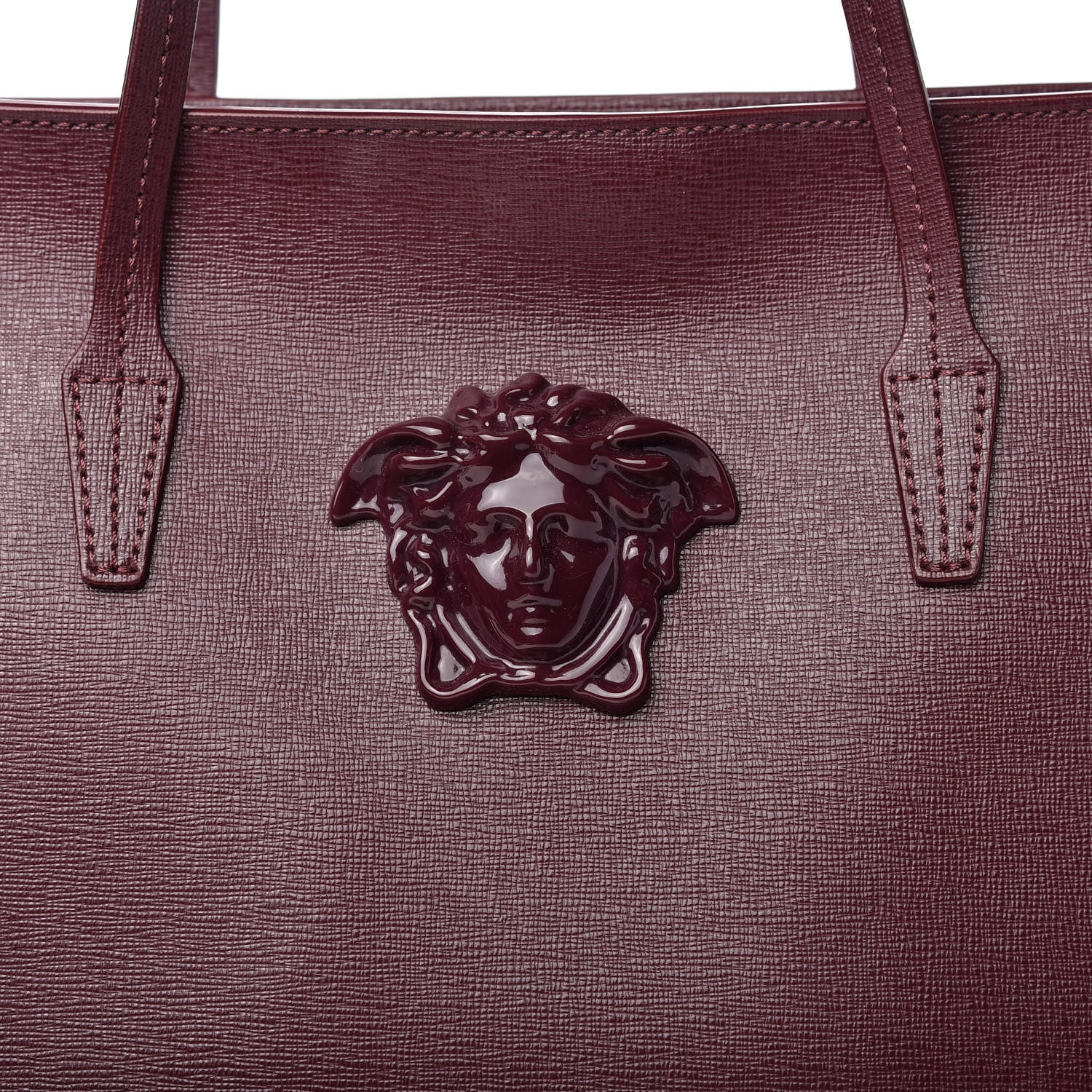 Versace Saffiano Palazzo Medusa Tote Burgundy 9 of 9