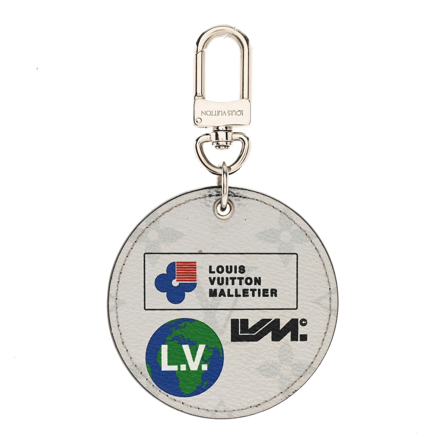 Louis Vuitton Monogram Porte Cle Logo Bag Charm Key Ring White 1 of 4