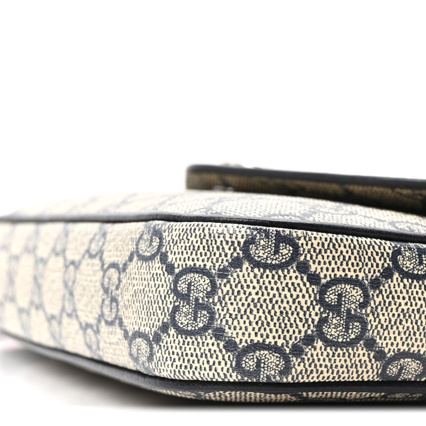 GG Supreme Monogram Textured Dollar Calfskin Web Mini Ophidia Envelope Shoulder Bag Beige Blue