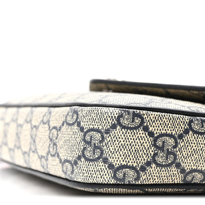 Gucci GG Supreme Monogram Textured Dollar Calfskin Web Mini Ophidia Envelope Shoulder Bag Beige Blue 10 of 10