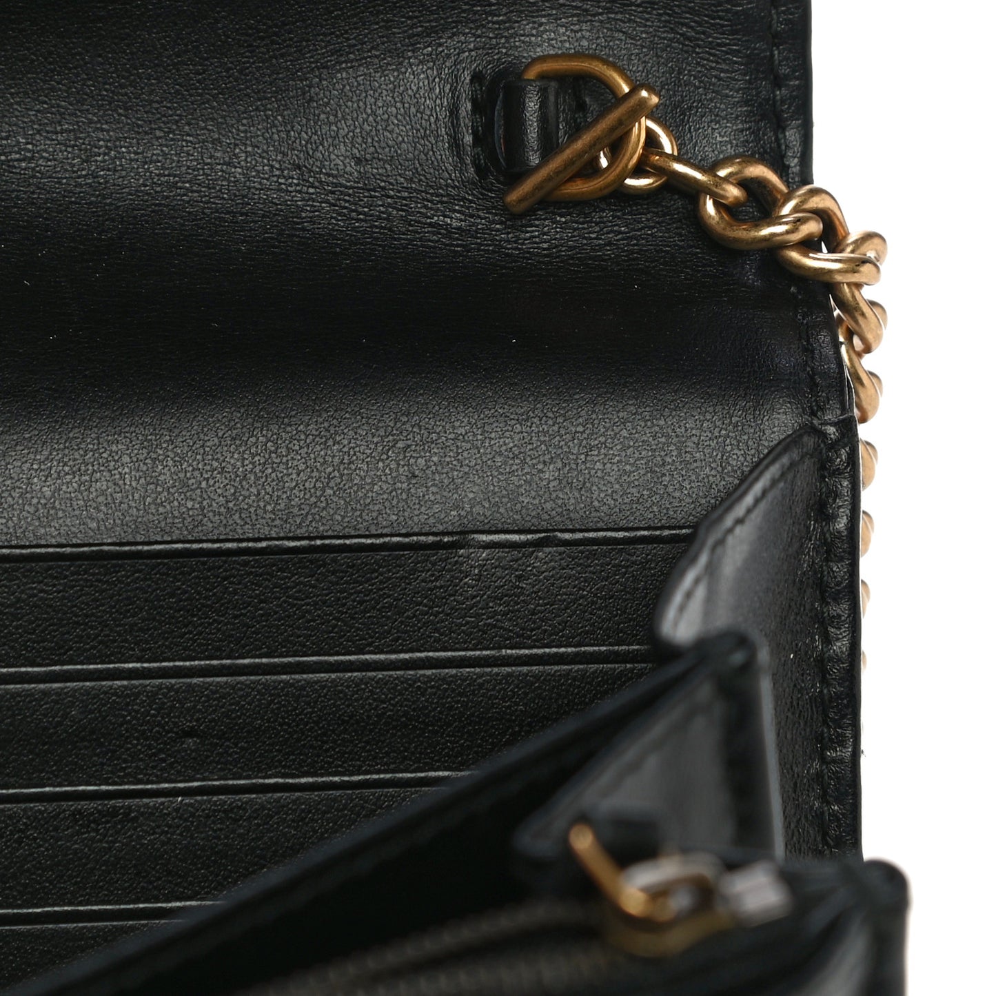 Calfskin Matelasse GG Marmont Chain Wallet Black