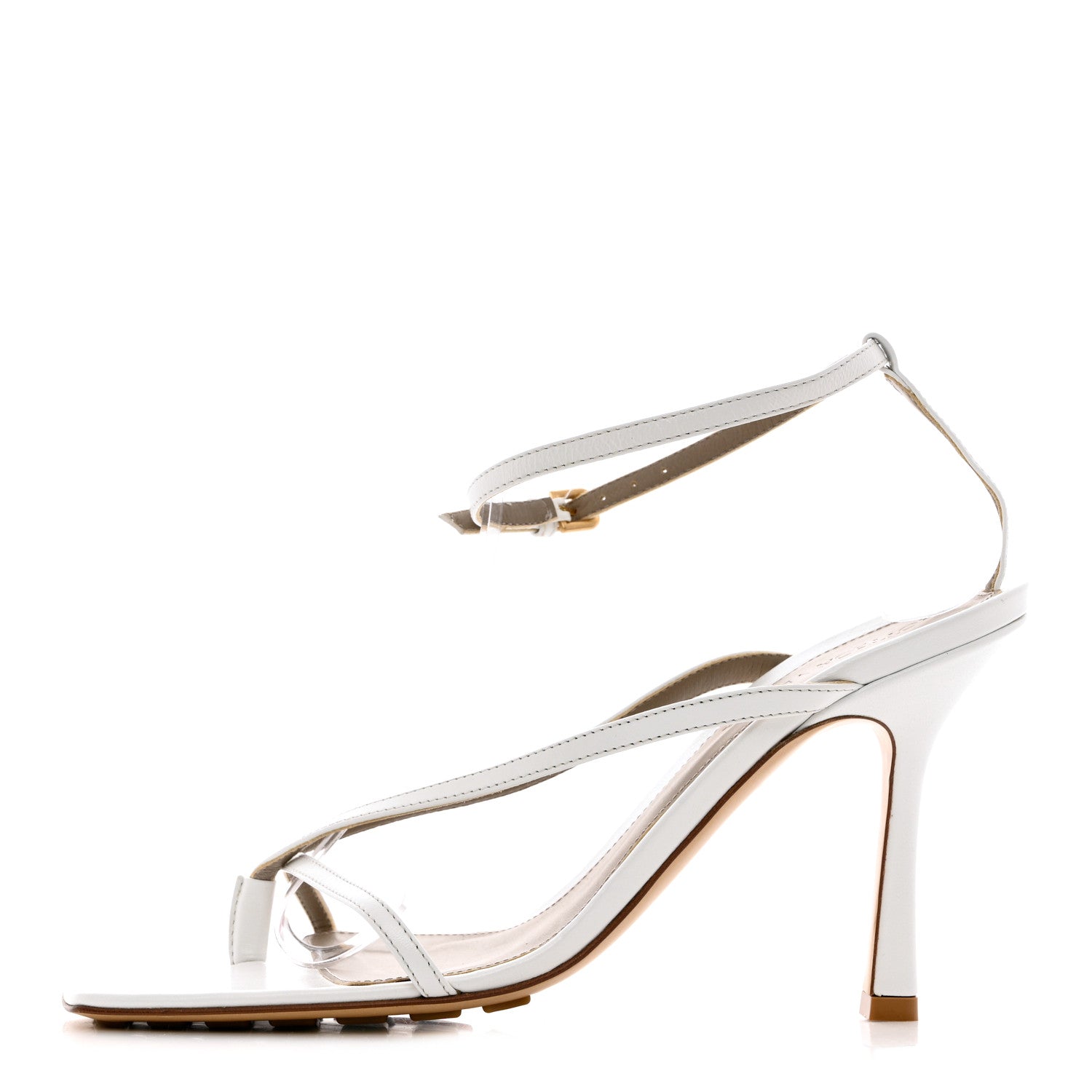 Bottega Veneta Lambskin Stretch Multi Strap 90mm Sandals 39 Optic White 1 of 12