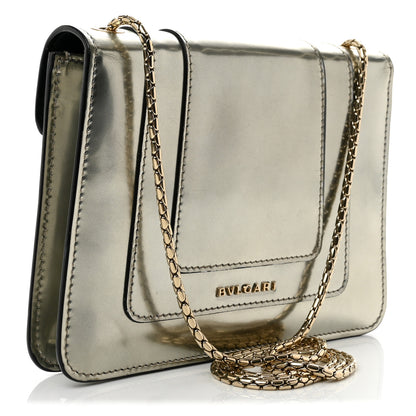Bulgari Metallic Calfskin Small Serpenti Forever Snake Strap Crossbody Bag Silver 3 of 10
