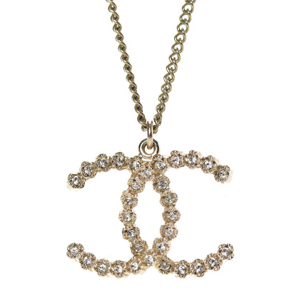 Chanel Crystal CC Pendant Necklace Gold 4 of 6