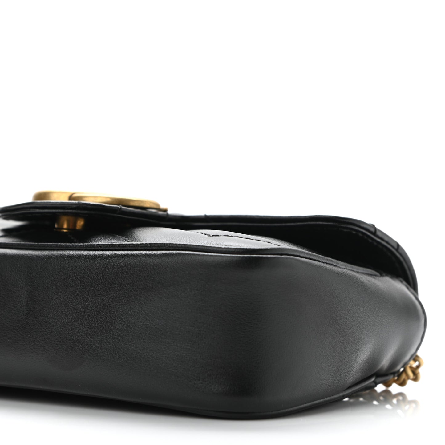 Calfskin Matelasse Super Mini GG Marmont Shoulder Bag Black