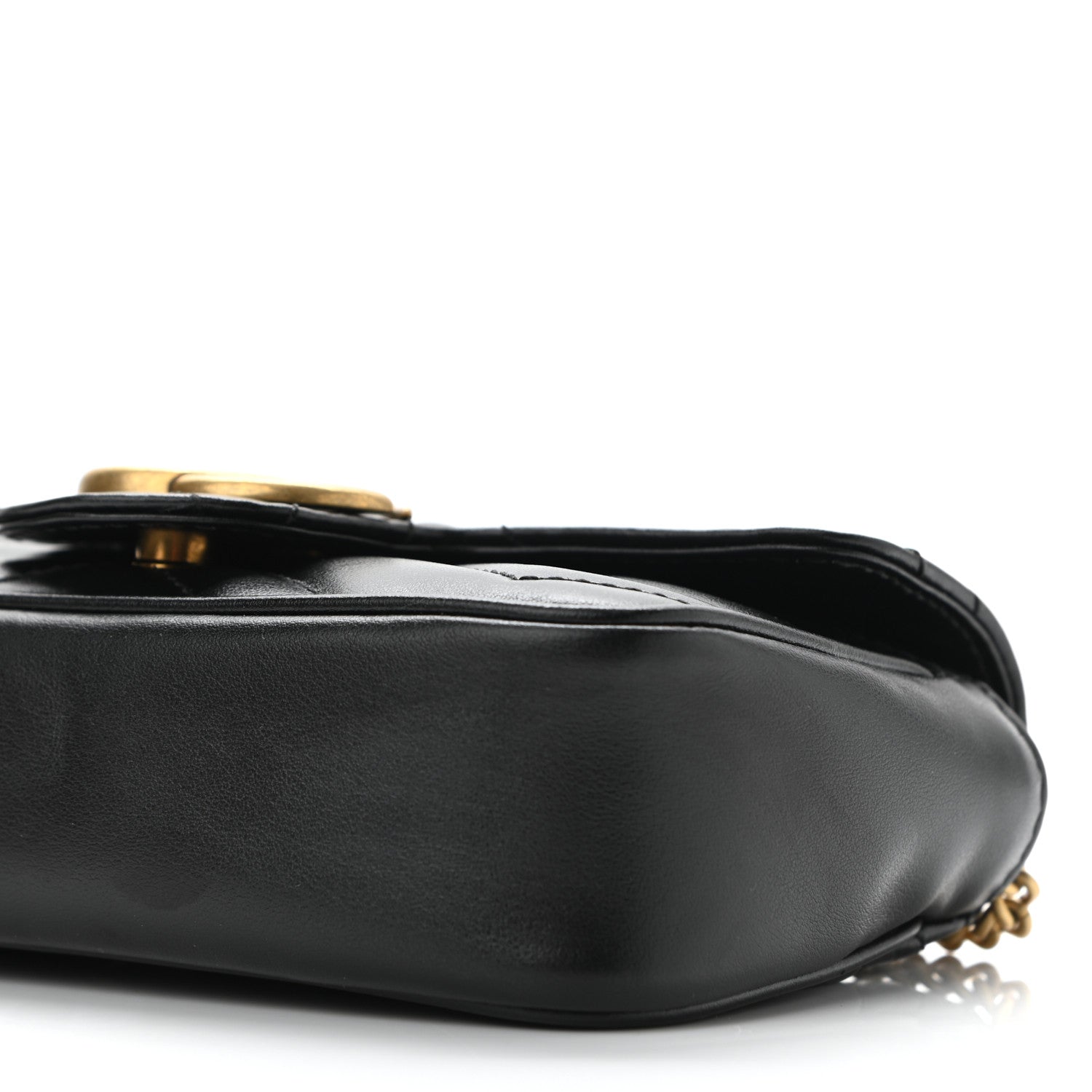 Gucci Calfskin Matelasse Super Mini GG Marmont Shoulder Bag Black 9 of 9