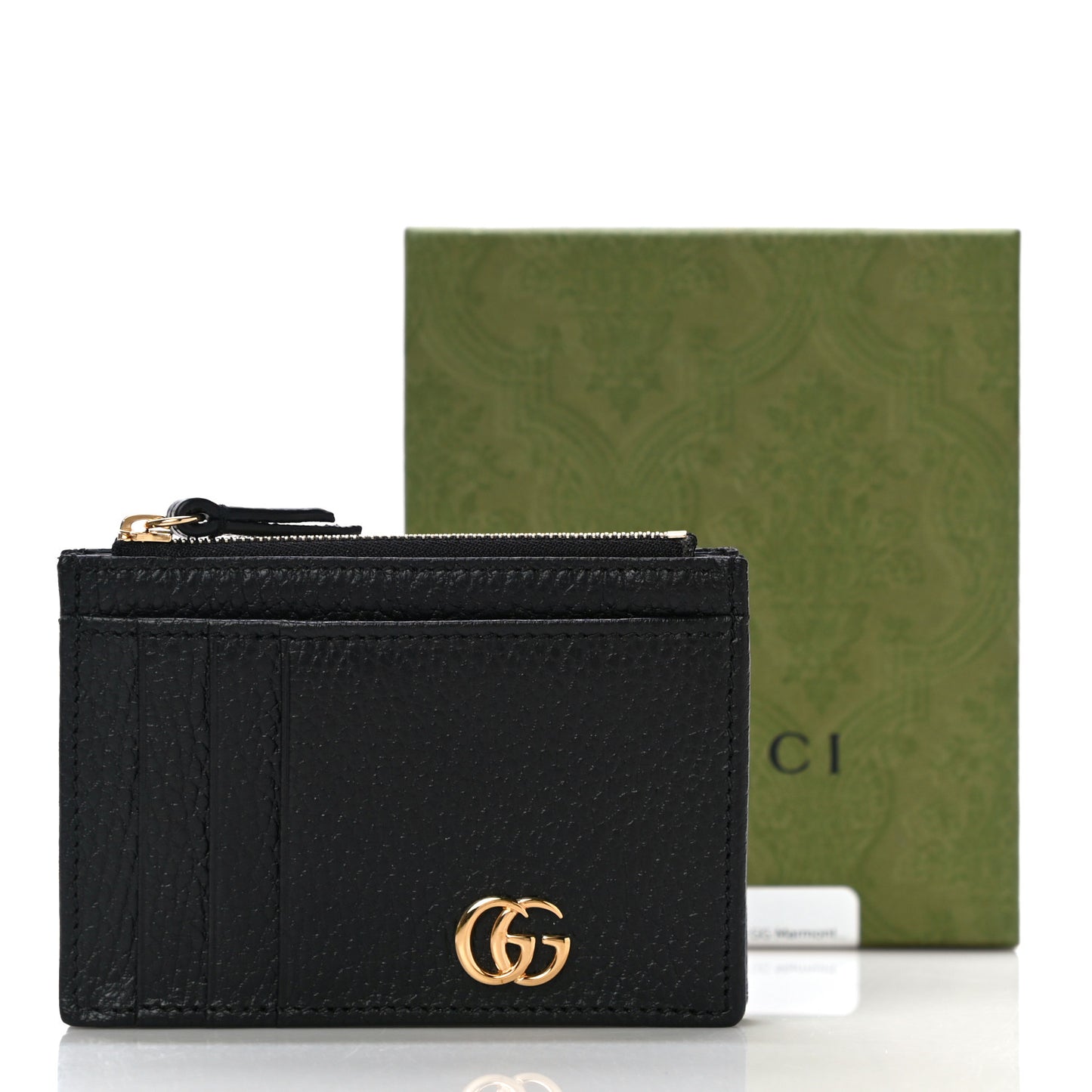 Dollar Calfskin GG Marmont Coin Case Card Holder Black