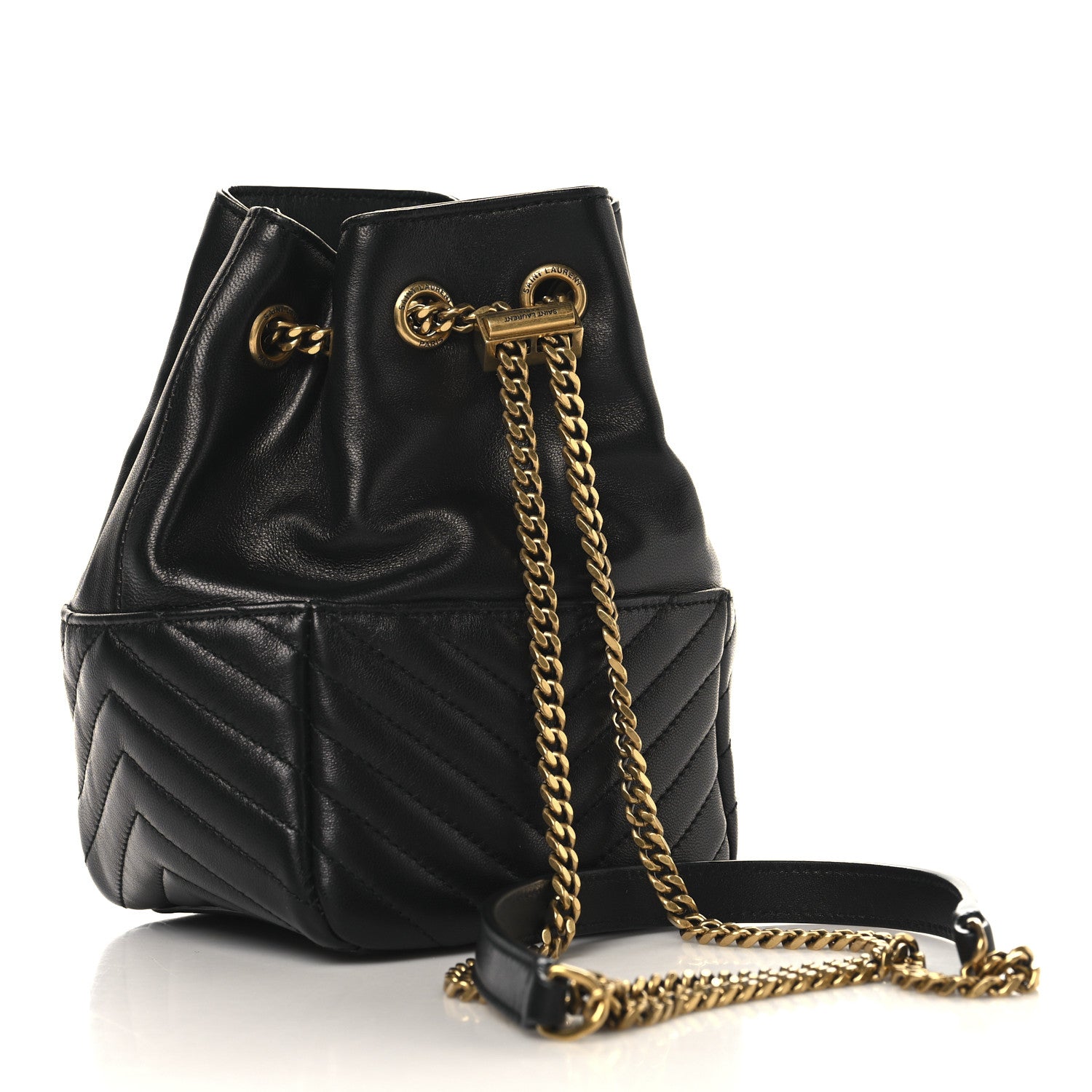 Saint Laurent Lambskin Matelasse Monogram Joe Nano Bucket Bag Black 3 of 11