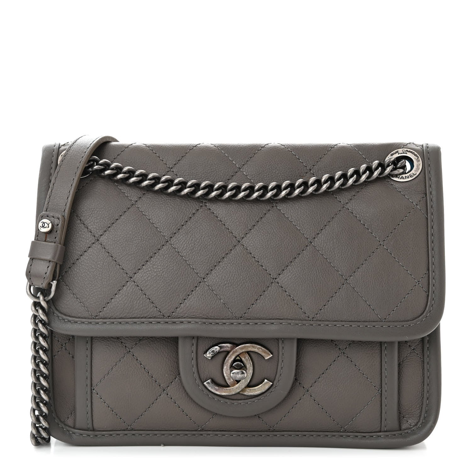 Chanel Calfskin Quilted Mini French Riviera Flap Grey 1 of 10