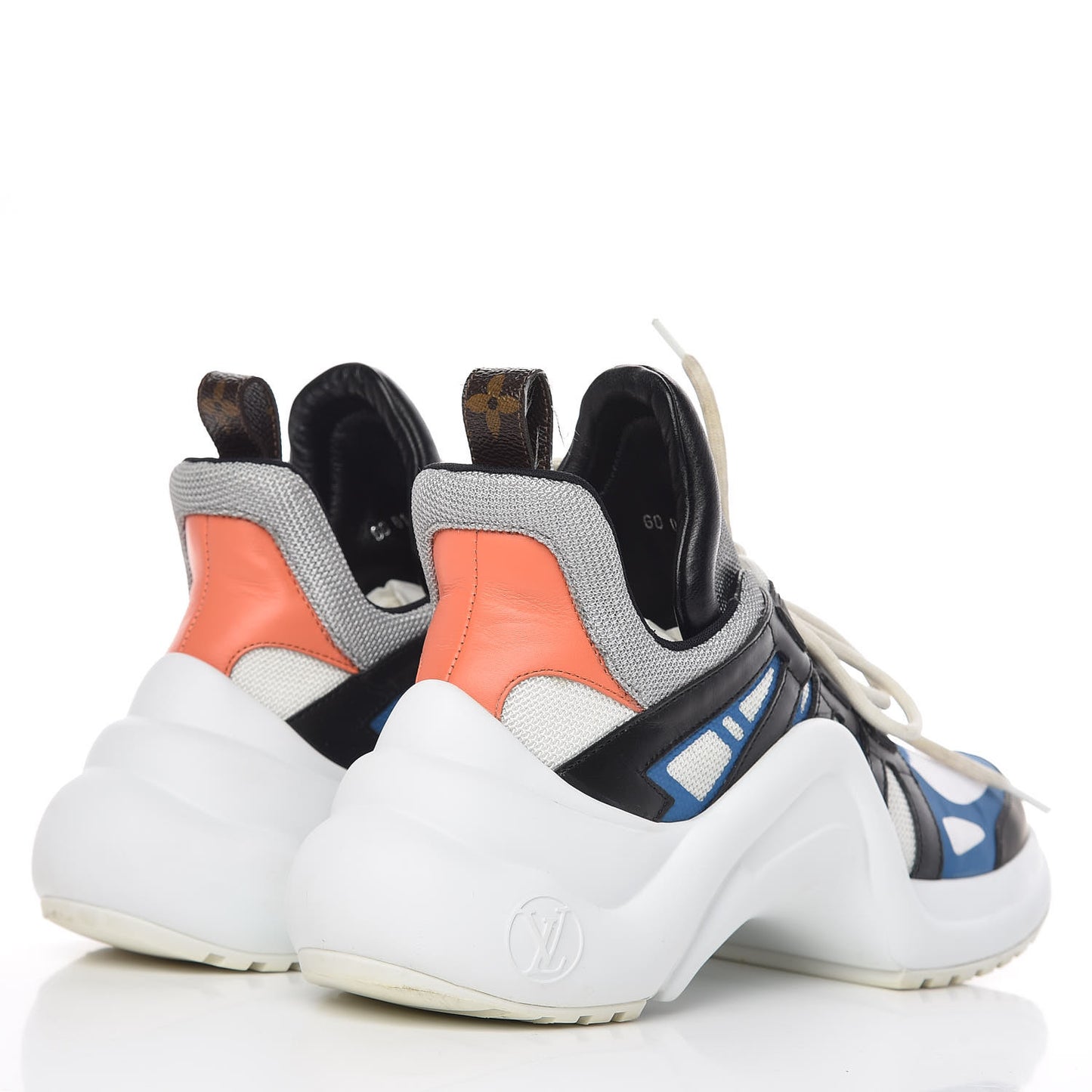 Calfskin Technical Nylon LV Archlight Sneakers 38 Blue Black Gris